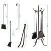 Set attrezzi camino con scopa, paletta, pinza e attizzatoio con misure da 37 a 53 cm