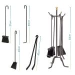 set attrezzi camino misure Set attrezzi camino con scopa, paletta, pinza e attizzatoio con misure da 37 a 53 cm