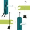 Accessori camino: pinza, scopa, paletta e attizzatoio in ferro battuto