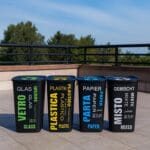 Set pattumiere differenziata 50L vetro plastica carta misto per esterni e interni