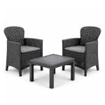 set salottino per 2 principale Salottino da esterno per 2 persone in resina effetto rattan con cuscini inclusi