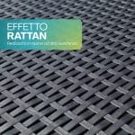 Dettaglio trama effetto rattan in resina intrecciata ad alta resistenza