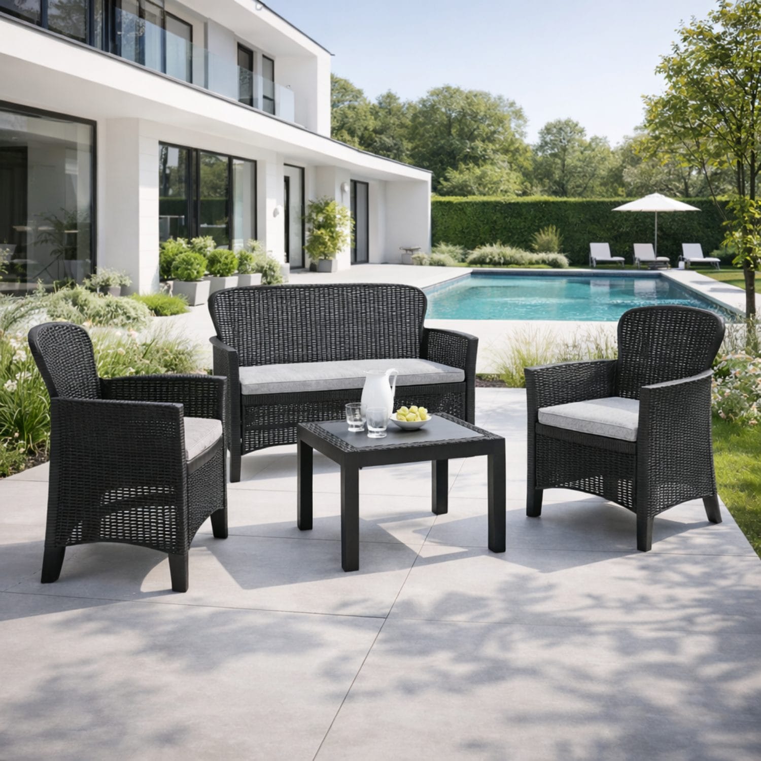 Set salottino da giardino ideale per terrazza, patio e veranda