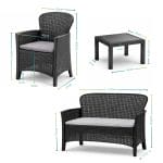 Misure del set salottino effetto rattan con tavolino e sedute
