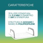 stendibiancheria a 7 fili caratteristiche Stendibiancheria da termosifone con 7 fili in acciaio e manici in polipropilene
