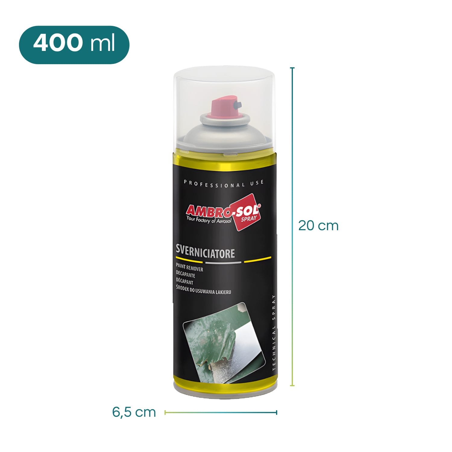 Sverniciatore spray Ambro-Sol 400 ml con bomboletta da 20 cm per uso professionale