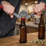 tappatrice a 2 leve coreografica Tappatrice a 2 leve in uso su bottiglia di birra con tappo a corona