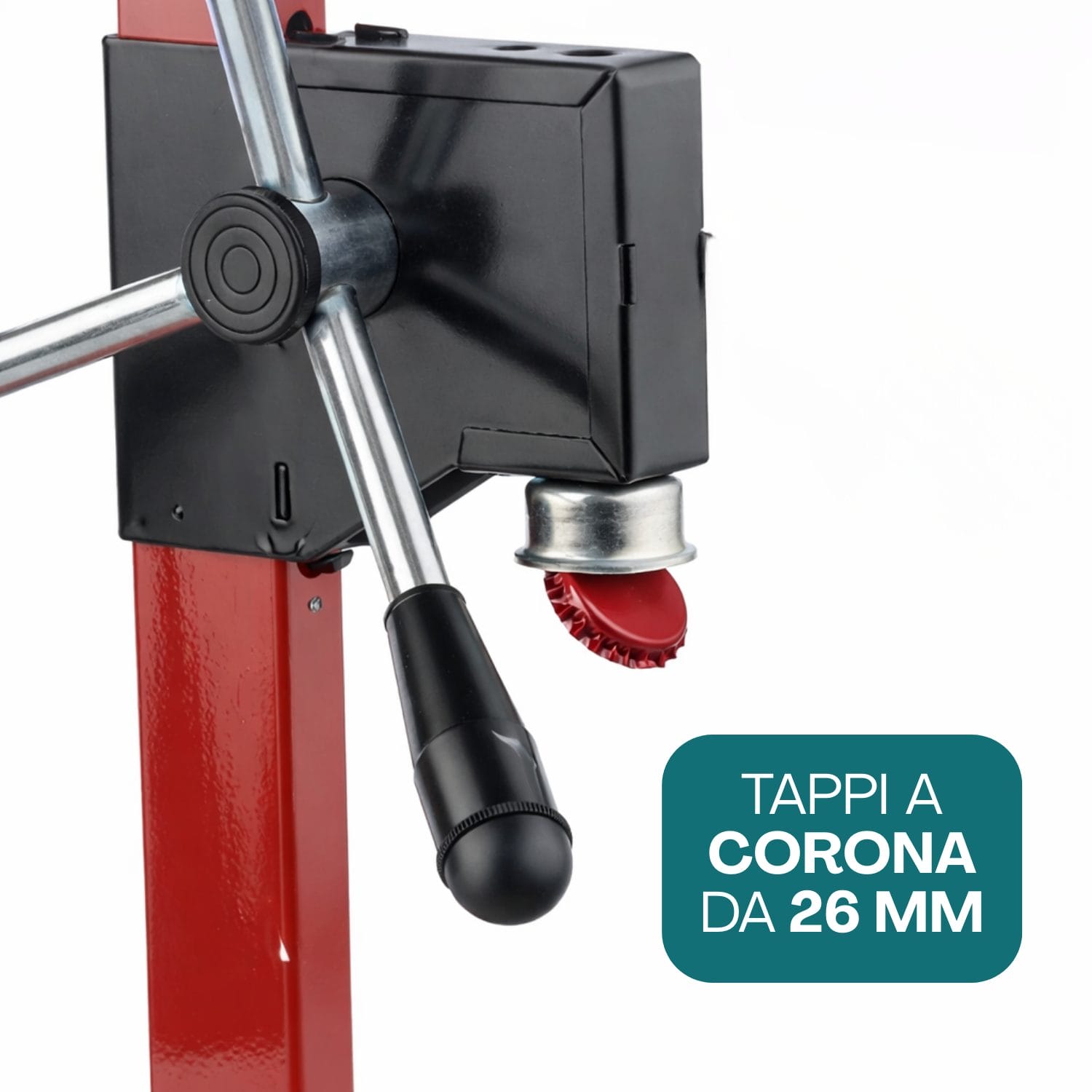 tappatrice a cremagliera tappi Tappatrice a cremagliera compatibile con tappi a corona da 26 mm