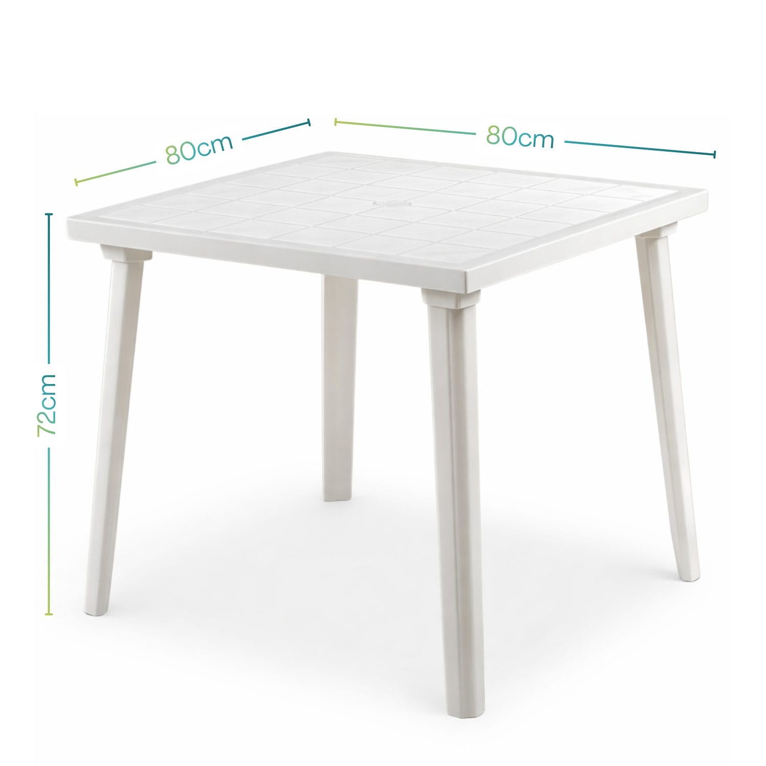 tavolino bianco quadrato misure Tavolo giardino quadrato 80x80 cm altezza 72 cm in plastica bianca
