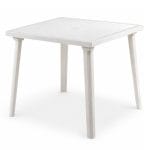 tavolino bianco quadrato Tavolo da giardino quadrato bianco in plastica resistente con 4 gambe