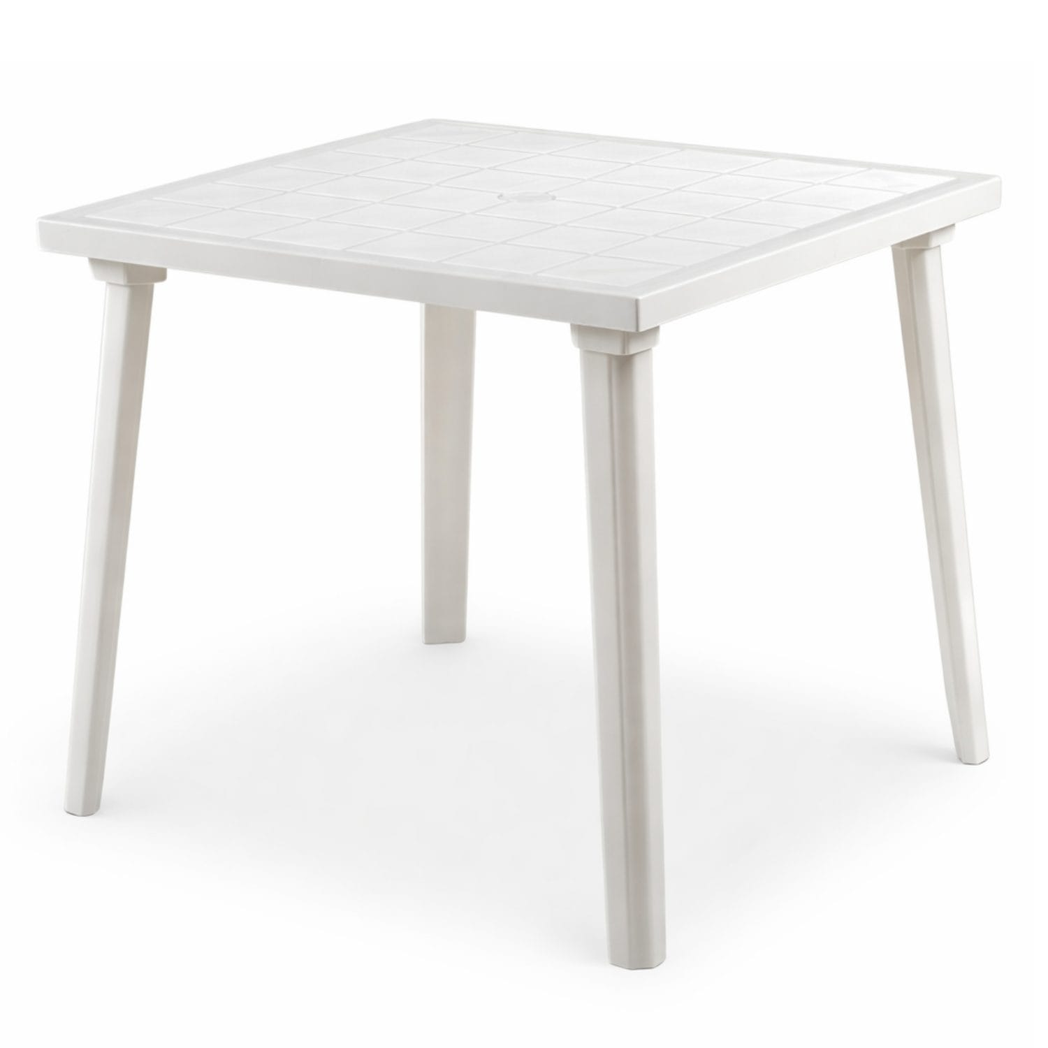 tavolino bianco quadrato Tavolo da giardino quadrato bianco in plastica resistente con 4 gambe