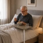 tavolino per divano Tavolino multifunzione a C per letto e divano con struttura in metallo robusta