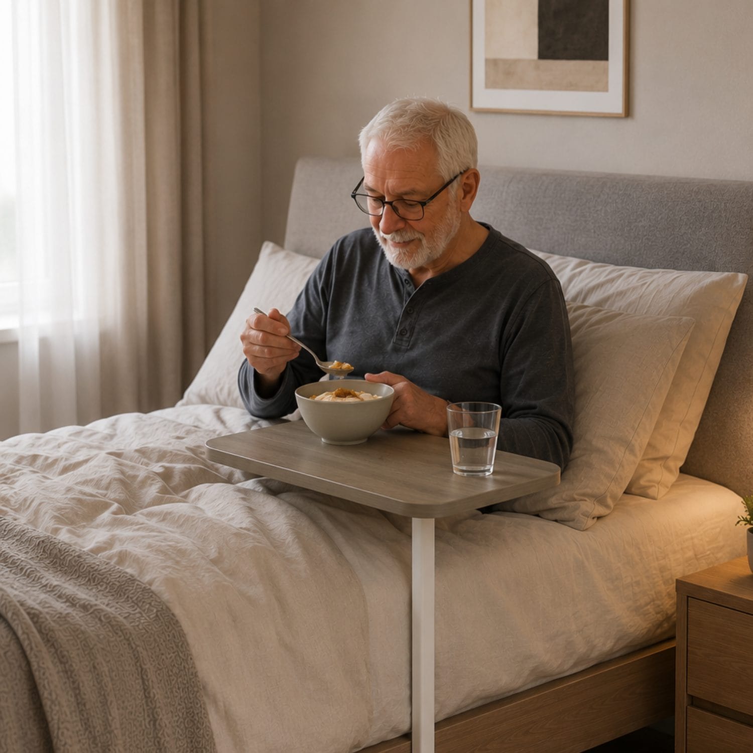 tavolino per divano Tavolino multifunzione a C per letto e divano con struttura in metallo robusta