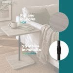 tavolino per divano materiale Tavolino regolabile con piano in legno MDF e struttura in metallo verniciato