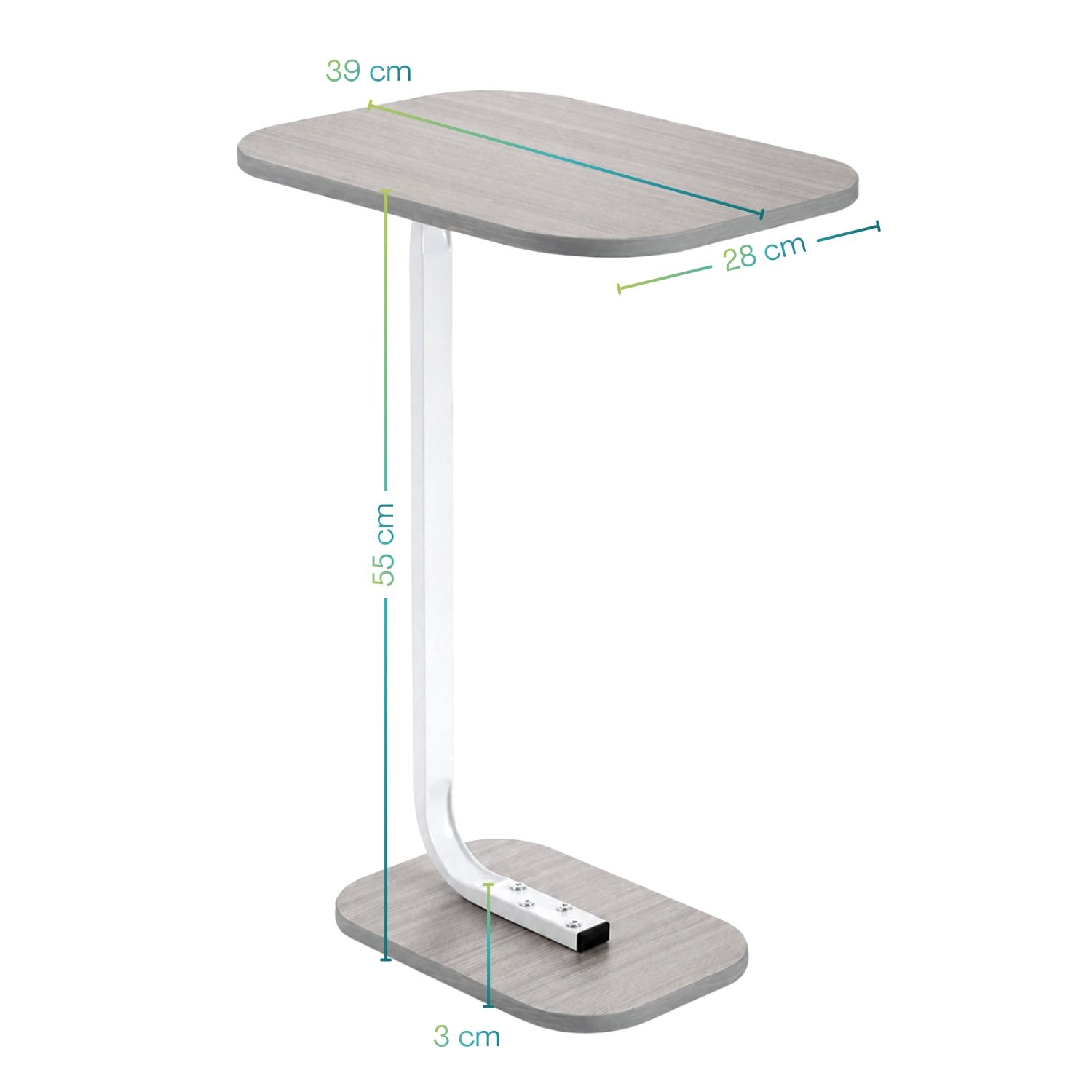 tavolino per divano misure Dimensioni tavolino a C salvaspazio con piano 39x28 cm e altezza 55 cm
