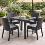 tavolo effetto rattan per esterno Tavolo quadrato da giardino con 4 sedie in plastica antracite per terrazzo balcone e patio