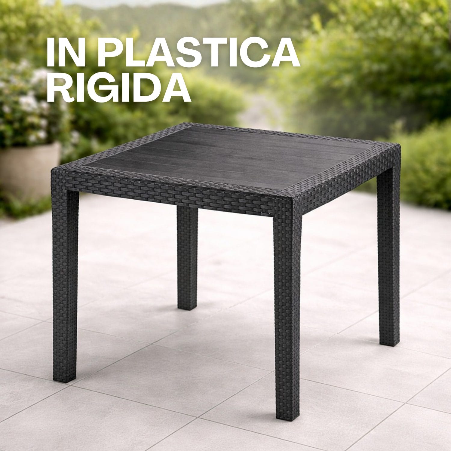 tavolo effetto rattan materiale Tavolo in plastica rigida da esterno effetto rattan resistente per giardino e balcone