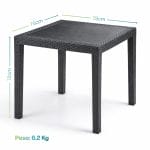 tavolo effetto rattan misure Tavolo quadrato 79x79 cm da giardino in plastica antracite per 4 posti resistente esterno
