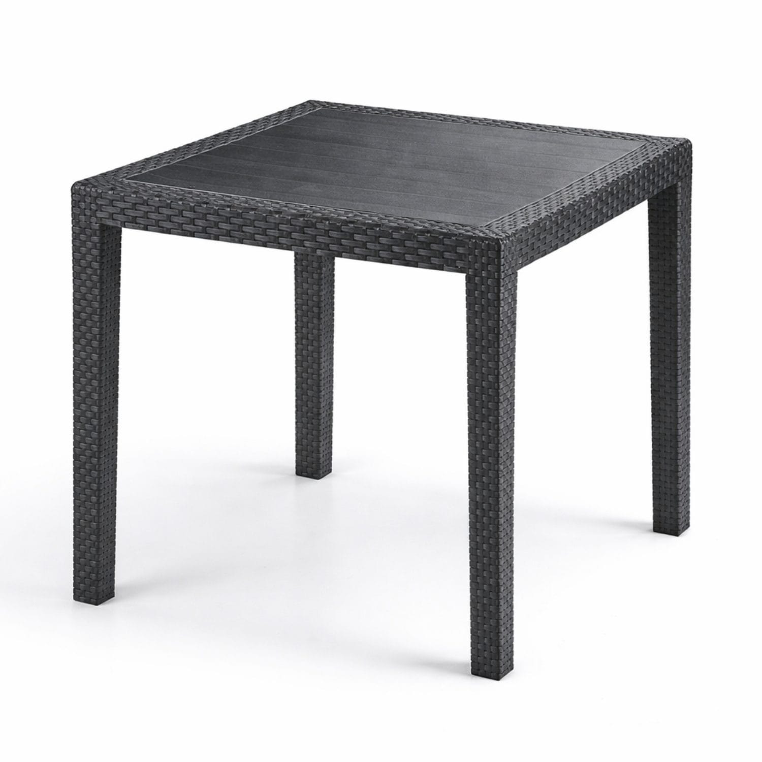tavolo effetto rattan Tavolo da esterno in plastica effetto rattan antracite leggero e resistente per terrazzo