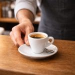 tazzine bianche 80ml Tazzina caffè bianca 80 ml con espresso su piattino stile bar