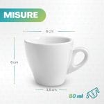 tazzine bianche 80ml misure Tazzina caffè bianca 80 ml dimensioni compatte per espresso