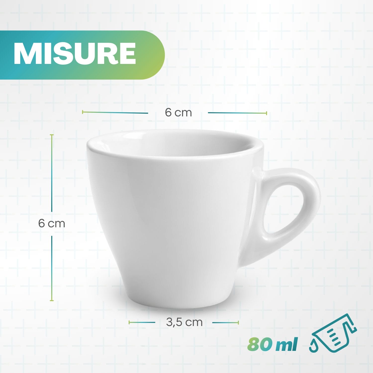 tazzine bianche 80ml misure Tazzina caffè bianca 80 ml dimensioni compatte per espresso