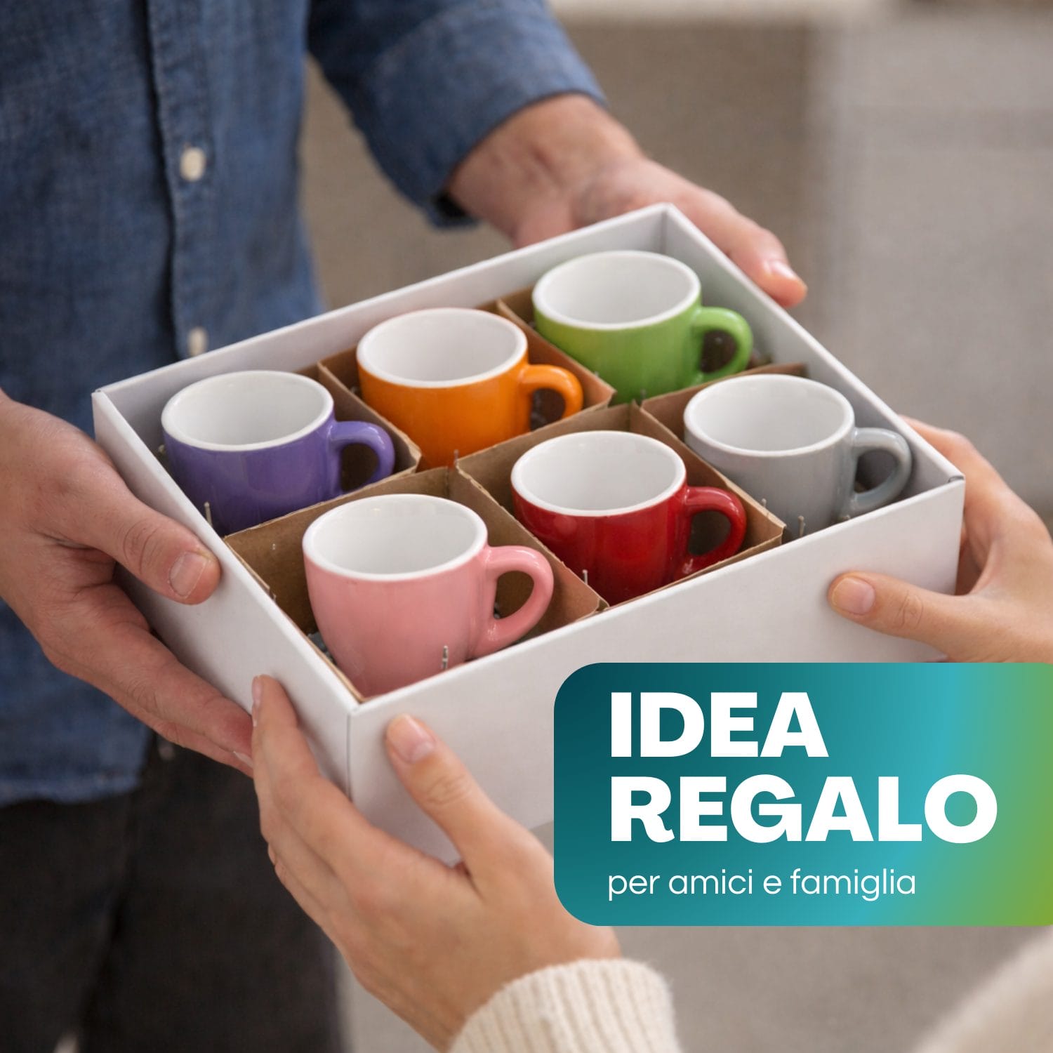 tazzine colorate 80ml regalo Set tazzine caffè colorate 80 ml idea regalo per casa e amici