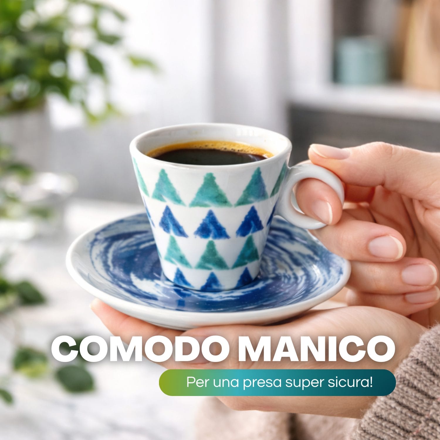 tazzine colorate con piattino 80ml manico Tazzina caffè colorata con piattino 80 ml manico comodo presa sicura