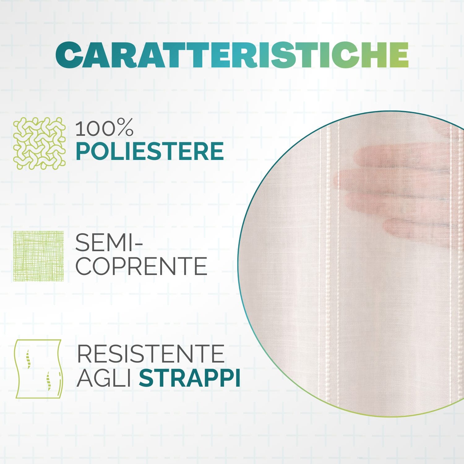 tenda bianca caratteristiche Tenda bianca 100% poliestere semi coprente resistente agli strappi