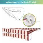 Tenda da sole barra quadrata 4x3 inclinazione regolabile 5-35 gradi bordeaux e bianca