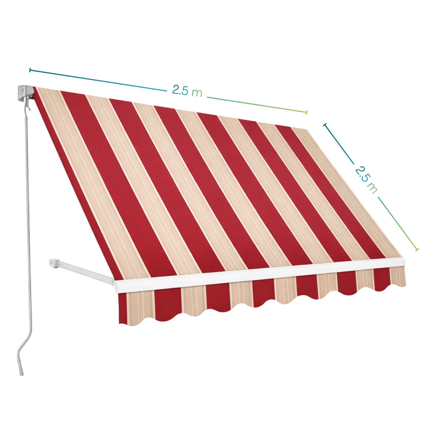 Tenda da sole a caduta Sangiorgio 250x250 cm righe rosso beige con bracci