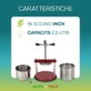 Torchietto inox 2,5 litri Made in Italy con accessori per spremitura frutta e verdura