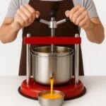 Torchietto in acciaio inox per frutta e verdura con spremitura manuale a leva