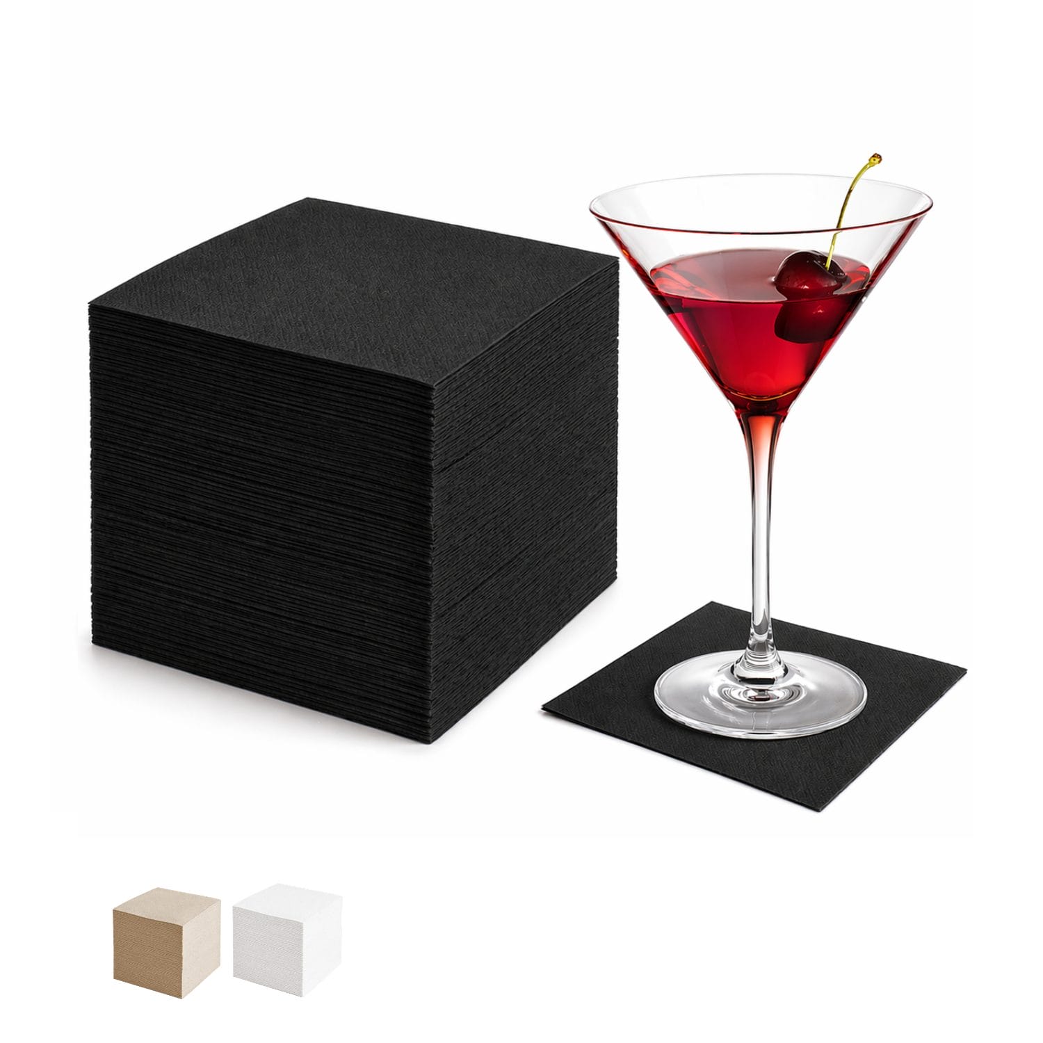 tovagliolini cocktail neri principale Tovagliolini cocktail neri in carta doppio velo, ideali per aperitivo
