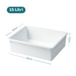 vaschetta-bianca-misure Vaschetta plastica bianca 15 litri dimensioni 50x35x12 cm per alimenti