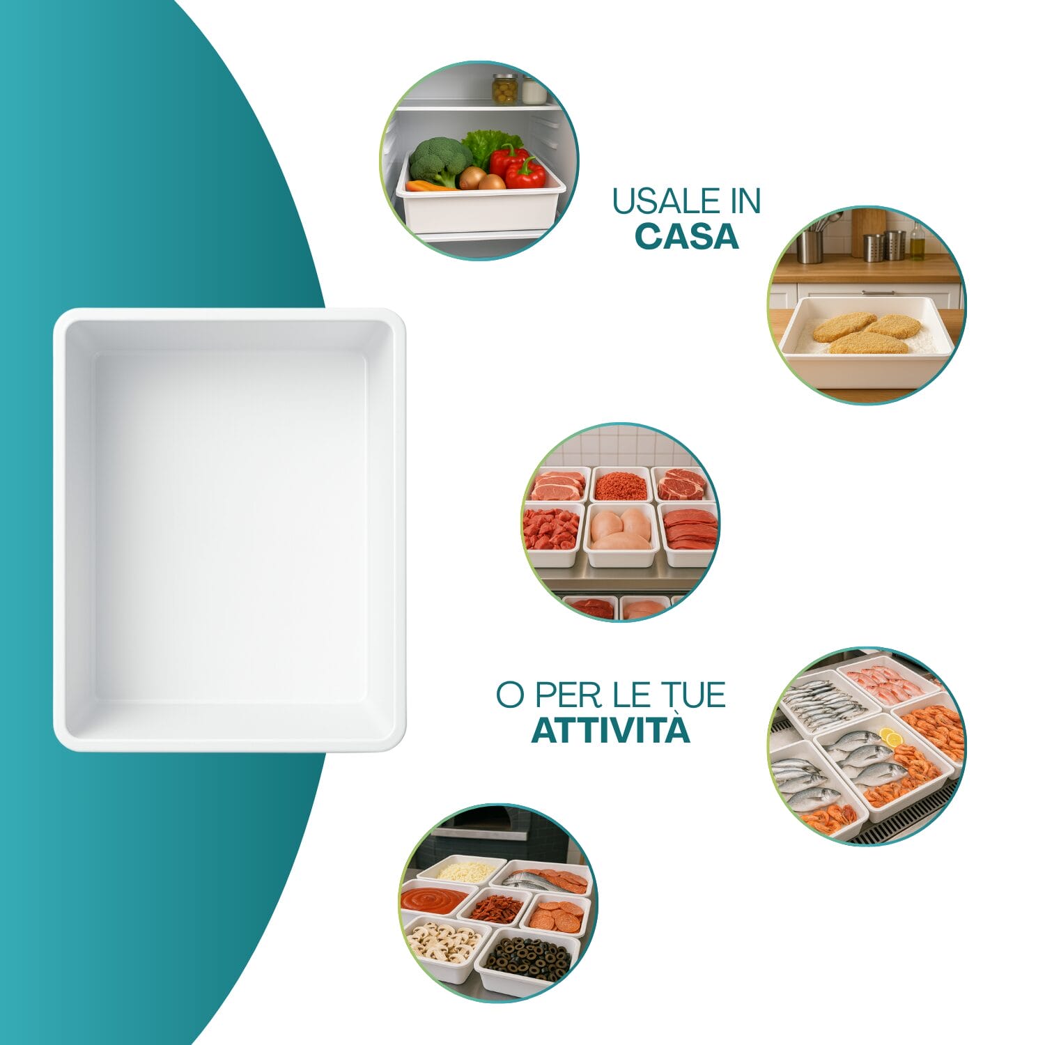 vaschetta-bianca-utilizzi Vaschetta plastica bianca 15 litri uso alimentare per casa e attività professionali