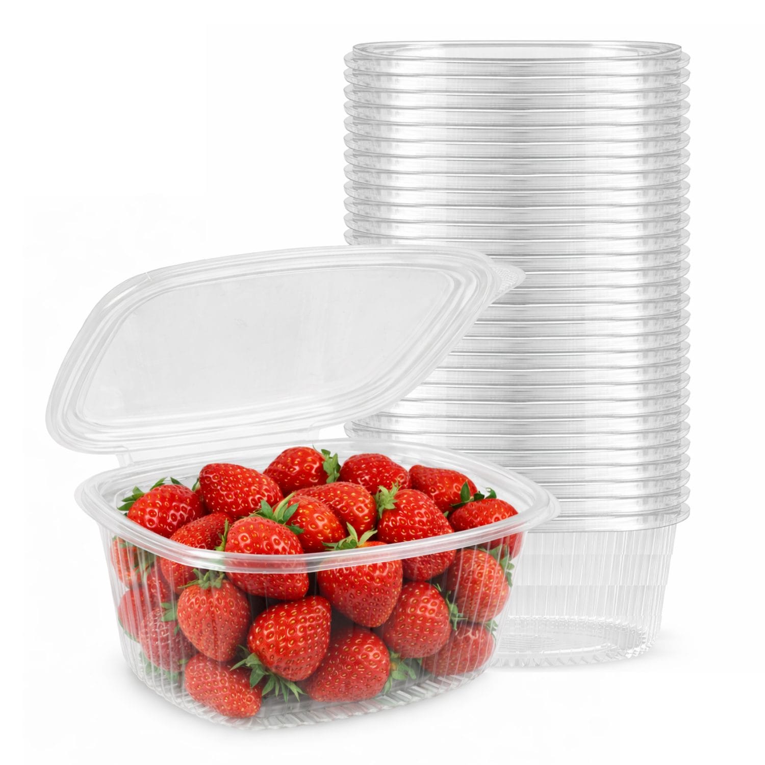 Vaschette alimentari in plastica PET impilabili con coperchio incluso