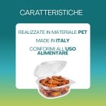 Vaschetta in PET per alimenti made in Italy conforme al contatto alimentare