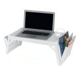 Tavolino vassoio multifunzione bianco con supporto notebook e porta riviste
