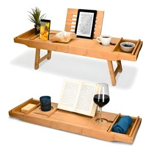 Vassoio legno per vasca da bagno allungabile da 75 a 108 cm