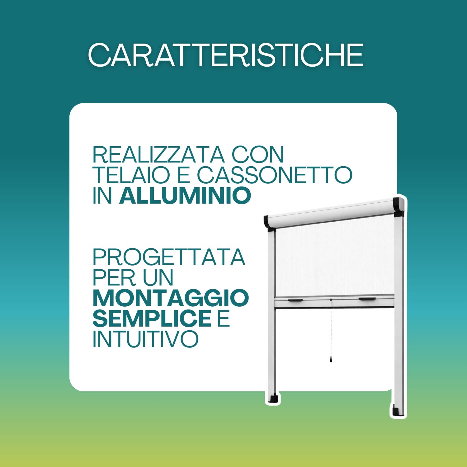 zanzariera a rullo bianco caratteristiche Zanzariera a rullo bianca con telaio e cassonetto in alluminio