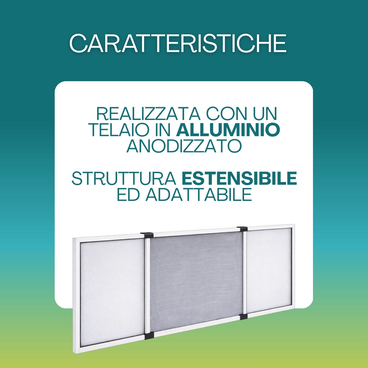 zanzariera estensibile Zanzariera estensibile in alluminio anodizzato per finestra regolabile